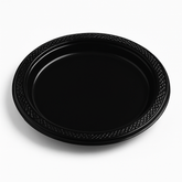 Elegant Black 7" Round Plastic Dessert Plates - 20 Pack
